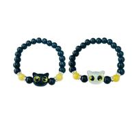 ThomJeley Cat Charm Bracelet Set for Women Men, Elastic Beaded Kitty Charms Bracelets, Common, Plastic, Crystal