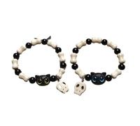 ThomJeley Cat Charm Bracelet Set for Women Men, Elastic Beaded Kitty Charms Bracelets, Common, Plastic, crystal