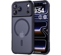 Thomo Magnetic Compatible with iPhone 17 Pro Case [Full Camera Protection] [Compatible with Magsafe] Military-Grade Shockproof, Anti-Fingerprint Translucent Matte Phone Case,Black