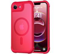 Thomo Magnetic for iPhone 16e Case, [Full Camera Protection] [Compatible with Magsafe] Military-Grade Shockproof, Anti-Fingerprint Translucent Matte Phone Case,Red