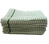 Thompson Cooper Ltd- Green Luxury Terry Checked Tea Towels Pack Of 12