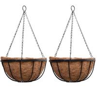 Thompson & Morgan 30cm Metal Hanging Basket with Coco Liner and Wall Bracket Garden Set Ideal for trailing plants (2)