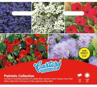 Thompson & Morgan Carters Patriotic Flower Collection Lobelia Blue Alyssum Snow Carpet Linum Red Robin Nasturtium Princess Of India Ageratum Blue