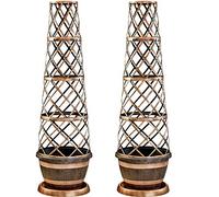 Thompson & Morgan Garden Flower Tower Pot Barrel Effect Plant Pot Design with Flower Pot, Saucer and Frame Perfect for Climbing Plants, 2 x Barrel Effect Tower Pots