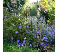 Thompson & Morgan Garden Gear 2Pc Bronze Metal Obelisks - M/l Climbing Plant Supports - Decorative Scroll Leaf Bird Ornament