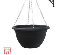 Thompson & Morgan Garden Gear Outdoor Wall Hanging Baskets With Chains, 35Cm Garden Flower Plant Pots, Black Easy Fill Planters Outdoor (X4)