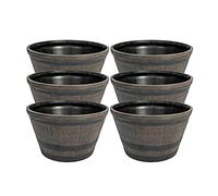 Thompson & Morgan Garden Patio Wooden Effect Barrel Planter, Outdoor Half Whiskey Cask Flower Pot, Indoor Rustic Grow Plant Container (6, Large)