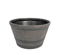 Thompson & Morgan Garden Wooden Effect Barrel Planter, Outdoor Half Whiskey Cask Flower Pot, Indoor Rustic Patio Grow Plant Container (1, Large)