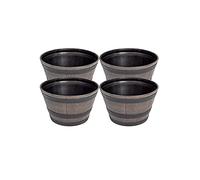 Thompson & Morgan Garden Wooden Effect Half Barrel Planter, Outdoor Half Whiskey Cask Flower Pot, Indoor Rustic Patio Grow Plant Container (4, Medium)