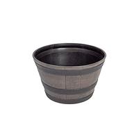 Thompson & Morgan Medium Garden Wooden Effect Barrel Planter, Outdoor Half Whiskey Cask Flower Pot, Indoor Rustic Patio Grow Plant Container (1, Medium)