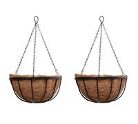 Thompson & Morgan Natural Garden Hanging Baskets & Liners Perfect for Trailing Plants and Flowers 30cm Metal Hanging Basket Frames & Coconut Husk Liners (2)