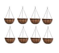 Thompson & Morgan Natural Garden Hanging Baskets & Liners Perfect for Trailing Plants and Flowers 30cm Metal Hanging Basket Frames & Coconut Husk Liners (8)