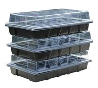 Seed Tray Propagator Kit 120 Cells, 40 Cells per Tray Clear Lids, Plant Germination, Windowsill Greenhouse Starter Plastic Grow Trays (3 Seed Trays)