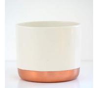 Thompson & Morgan Two-Tone White & Rose Gold Medium Ceramic Plant Flower Pot Round Modern Design for Indoor House Plants Succulents 1 x Medium White & Rose Gold Ceramic Pot