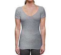 THOMPSON TEE T Women's Sweatproof Undershirt - Deep V Neck - Slim Fit - with Sweat Pads, Heather Grey, M