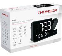 THOMSON CP100T Projection Alarm Clock Radio, Temperature and Humidity Indicator 20 Memory FM Stations, Save Time on Battery