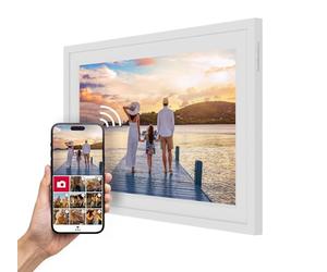 THOMSON Photo Frame 10 Inch White - 25.6 cm, 1280 x 800 HD IPS, Touchscreen, 32 GB Memory, Automatic Rotation, Multi-User Connection, WLAN, Desktop Stand or Wall Mount