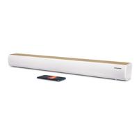 THOMSON SB401BT Bluetooth 5.0 200W Sound Bar - White & Wood Design - USB, Optical, AUX, Wall Mount - 86cm - Remote Control