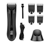 Thomyle Men's Intimate Clipper IPX7 Waterproof Wet&Dry Body Shaver, LED Display, Rechargeable for Armpits, Spines, Intimate Hair (Black)