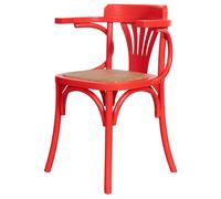 Thonet Armchair Solid Wood 42x77 cm Vintage Red Rattan Seat