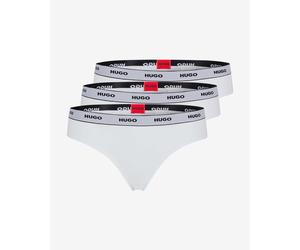 Thong HUGO Cotton Stripe Logo white grey (3 units) - XL