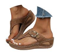 Thong Sandals Memory Foam Orthopedic Arch Support Ladies Sandals Wedge Chafing-Free Sliders Non-Binding Flexible Sole Sliders Ultra-Soft Breathable Slides Durable Comfy Lightweight Slides