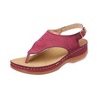 Thong Sandals Women Solid Color Lightweight Casual Flip Flops Open Toe Wedge Heel Sandals Beach Summer Indoor Outdoor
