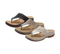 Thong Sliders Summer Thong Flip Flops Orthopedic Cushioned Beach Flip Flops Womens Hollow Out Roman Slippers Comfortable Beach Slides For Travel Arch Support Walking Sliders