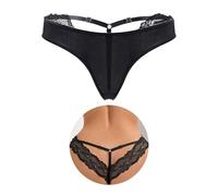 Thongs for Women Back Adjustable Elastic Lace Sexy Tangas Knickers Plus Size Naughty Breathable Knickers for Women Ladies Underwear Panties Black UK 20 22