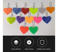 Thonlai 12pcs Kids Safety Reflector Pendants, Reflective PVC Love Heart Design with Hanging Chain, for School Bag Backpack Cycling Running (Colorful)