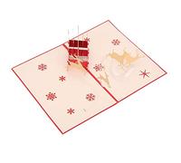 Thonlai 3D Greeting Card, Deer Cart Shape Christmas Decorative Paper with