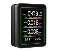 Thonlai 5 in 1 Air Quality Detector, CO2 TVOC HCHO Temperature Humidity Monitor with Rechargeable Battery and LED Color Screen, for Indoor Air Quality Testing