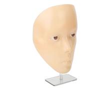 Thonlai 5D Makeup Practice Face, Reusable Silicone Makeup Mannequin for Beginner Beauty Trainers, with Detachable Eyes and Hard Base Stand (Yellow Skin)