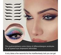 Thonlai 6 Eyeliner Stickers, Cat Eye Instant Makeup Stickers, Adhesive Reusable Streamline Eyelid Stickers, 6 Pairs with Various Designs for Eye Shapes Races, OPP Bag, Plastic, 12g (black)