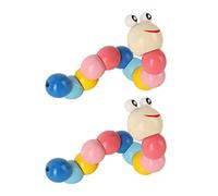 Thonlai Baby Wooden Twisting Toy, Bright Color Twistable Pull Crawling Toy for Kids, with Glossy Safe Surface, Promotes Brain Development and Hand Eye Coordination