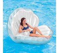 Thonlai Inflatable Seashell Floating Bed, Comfortable PVC Pool Float with Pearl Ball, for Beach Pool Summer Vacation Swimming Kids 160x130x130cm (Pearl White)