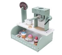 Thonlai Kids Coffee Maker Toy, Wooden Role Play Pretend Play Set with Dessert and Afternoon Tea Accessories, for Children Imaginative and Social Skills Development