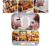 Thonlai Miniature Dollhouse Kit with LED Light, DIY Wooden Craft for Kids