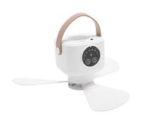 Thonlai Multifunctional Lighting Ceiling Fan, Rechargeable Remote Control Outdoor Camping Fan with Aromatherapy Box, for Children Room Camping Outdoor Activities (White)