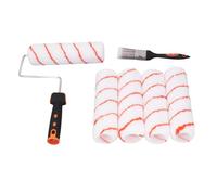 Thonlai Paint Roller Set, 12mm Thick Polyester Wool Roller Brush with TPR Soft Rubber Handle and ABS Tray, for Wall Painting Glue Grease Decoration