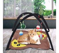Thonlai Pet Cat Heating Tent Warm Cat Shelter Cozy Pet House Foldable Heating Bed with Interactive Toys Double-Faced Pile Soft Mat for Small Dogs Cats (usb model)