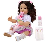 Thonlai Realistic Reborn Baby Doll 55cm, Curly Hair Newborn Girl Doll | Soft Touch, Washable , Realistic Acrylic Eyes, Hair Iron Safe Up to 120°C, Fits Newborn Clothes