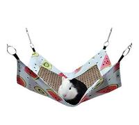 Thonlai Small Animal Hammock Cooling Mat Summer Cooling Bed for Guinea Pig Rabbit Hamster Chinchilla with Cute Cartoon Print Rattan Mat Cotton Fabric (Watermelon)
