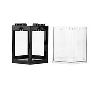 Thonlai Small Fish Tank, Super Drop Resistant Inner Tank with Rounded Corner Design for Office Decoration, Portable Mini Aquarium Tank (Black)