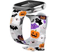 THONWO Watch Band Design for Halloween Thanksgiving Christmas Compatible with Apple Watch all series bands Soft Silicone Sport Straps for iWatch for Women and Man (Halloween Ghost, 38/40/41/42mm