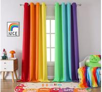 THOOO 2 Panels Rainbow Curtains, 95 Inches Long, Red, Orange, Yellow, Green, Blue, Purple, Patchwork, Grommet, Blackout, Bedroom, Living Room, Classroom, Nursery