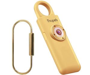 Thopeb Personal Alarm for Women- Extra Loud Siren and LED Strobe Light- Police Approved- Rechargeable- Original Self Defense Siren and Key Chain, Helps Elders & Super-Long Battery Life- (Gold)