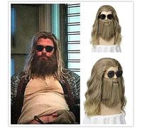 Thor 4 Endgame Loki Costume Fat Thor Cosplay Wig with Beard 45cm Heat Resistant Synthetic Hair Halloween Cosplay Wig