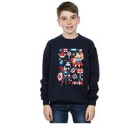Thor And Captain America Christmas Day Sweatshirt Marvel Navy 5-6 Years