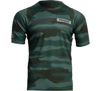 Thor Assist Camo Shortsleeve Bicycle Jersey, green, size XS